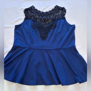 City Chic Royal Blue Lace Detail Blouse